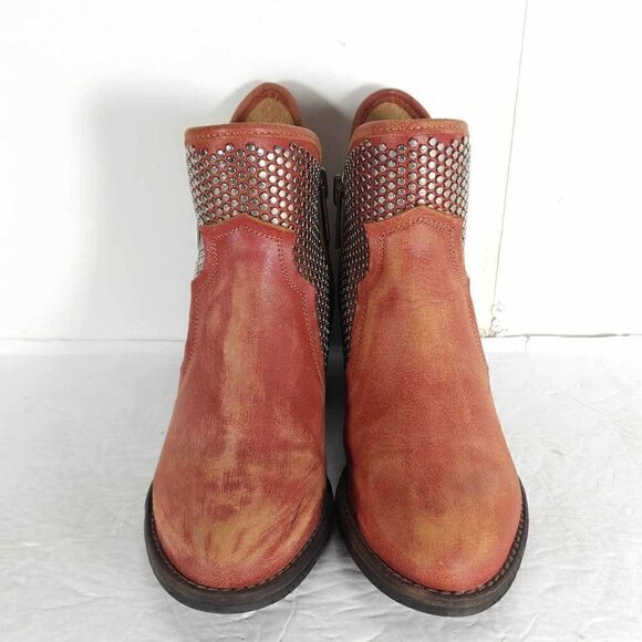 Corral Circle G Womens US7,5M Leather Orange Distressed Western Studded Booties - Picture 2 of 13